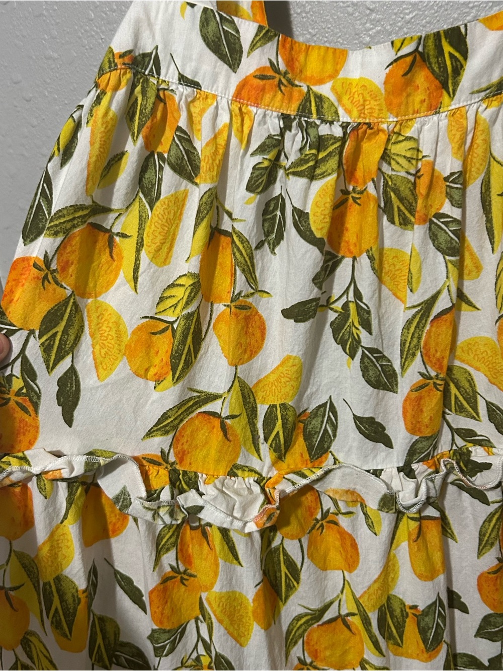 Never Fully Dressed Citrus Orange Lemon Print Tiered Ruffle Maxi Dress US 8 - Picture 3 of 6